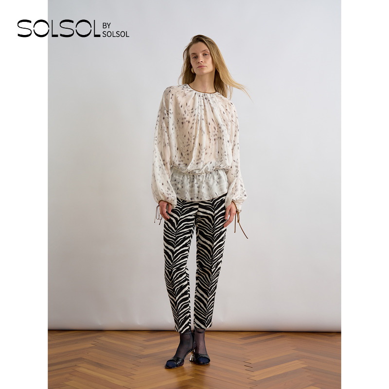 JACQUES WEI 设计师品牌 25早秋新款 豹纹印花露背衬衫 SOLSOL