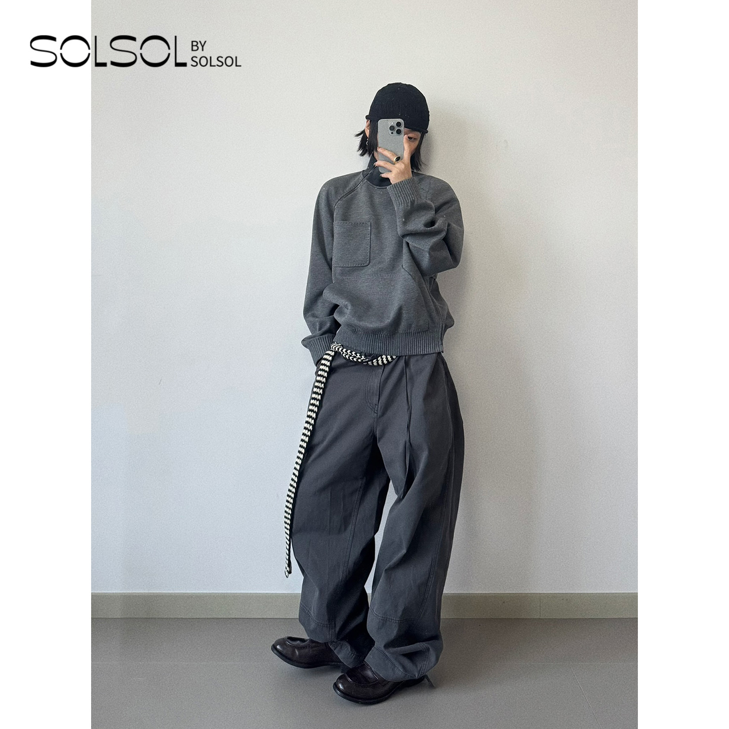 LOWCLASSIC早秋水洗棉休闲裤女