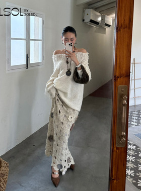 SWAYING/KINT 设计师品牌 26早春新品 一字领流苏套衫/半裙SOLSOL