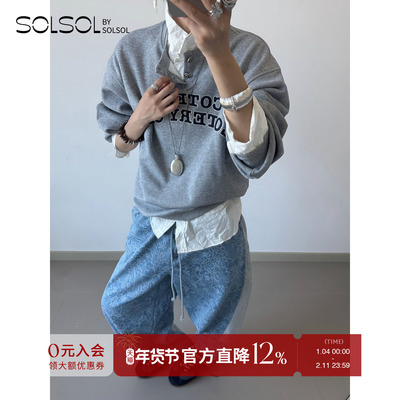 COTEMP秋冬头彩俱乐部复古卫衣女