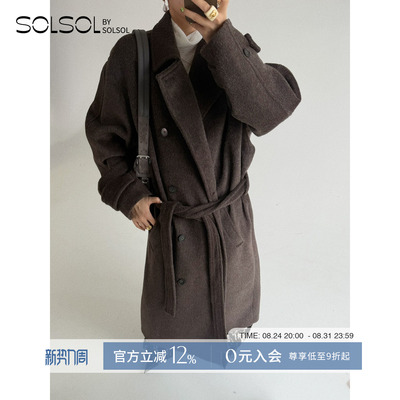 SOEUR宽松休闲立领廓型排扣大衣