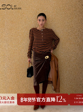 少音推荐JACQUES WEI设计师26春新品做旧波浪领条纹长袖T恤/半裙