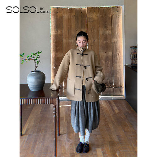 LAMRONS秋冬新品双面尼口袋外套