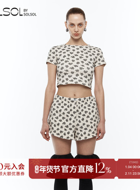 YCH 设计师品牌 25秋冬新款 印花修身圆领短袖上衣 SOLSOL