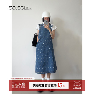 绣花牛仔蝴蝶结背带裙 25早秋新品 SOLSOL 设计师品牌 WMWM