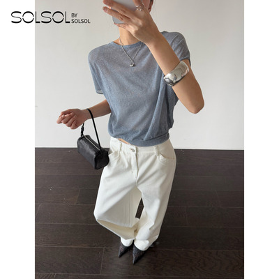 SWAYING/KINT亚麻混纺落肩袖上衣