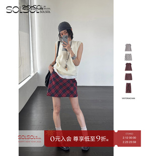 SOLSOL VIKTORIACHAN 24秋冬 设计师 复古撞色格纹长袖上衣/半裙