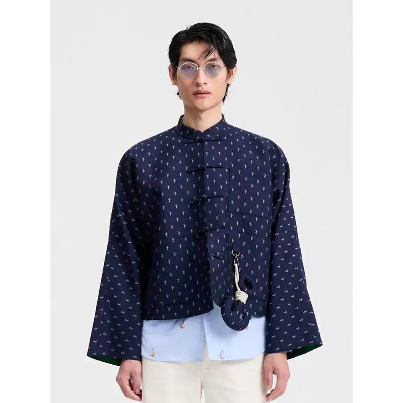 IANHYLTON小提花中式短夹克外套