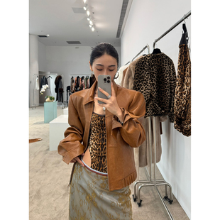 WEI 25早秋新款 JACQUES 设计师品牌 SOLSOL 短款 皮夹克
