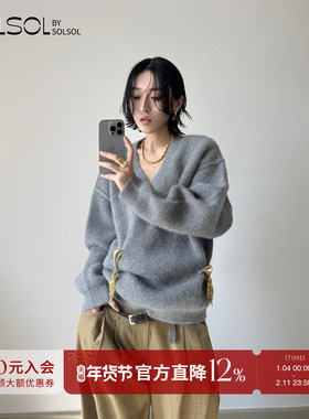 JACQUES WEI 设计师品牌 25秋冬新款 胸针设计V领针织衫 SOLSOL