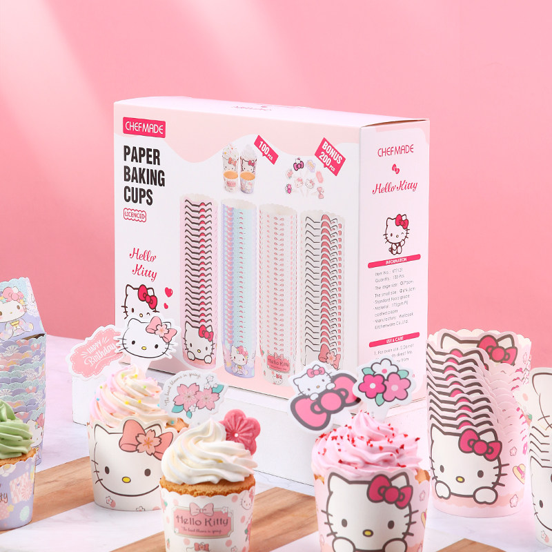 Chefmade学厨kitty蛋糕纸杯奶油杯纸托甜品烘焙包装厨房工具100只