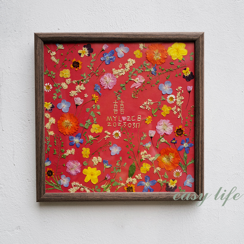 押花真花花朵压花实木画框 软装客厅植物装饰画 新婚定制小众礼物图片