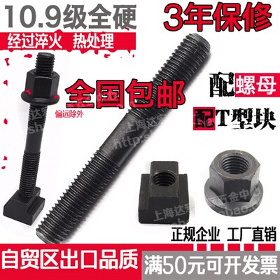 10.9级双头螺丝螺杆螺母T型块双头螺栓丝杆压板螺丝M12M16M20M24