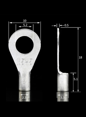 黄铜镀银 OT冷压接线端子OT1.5-5  圆型裸端头铜鼻子 1000只