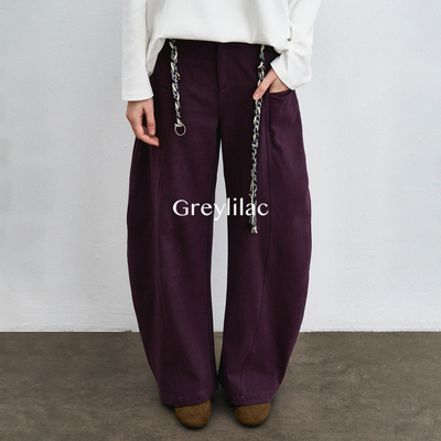 Greylilac 复古解构弯刀工装裤子女新款廓形垂感阔腿裤小众设计感