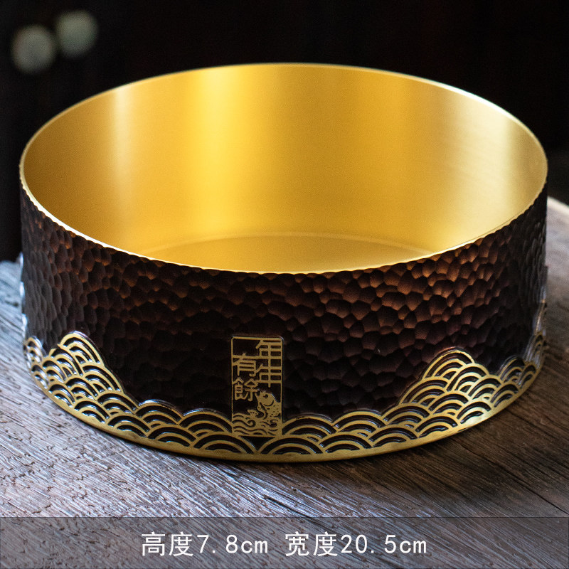 高档纯黄铜茶洗大号加厚家用办公铜茶缸茶具配件洗茶器茶渣缸