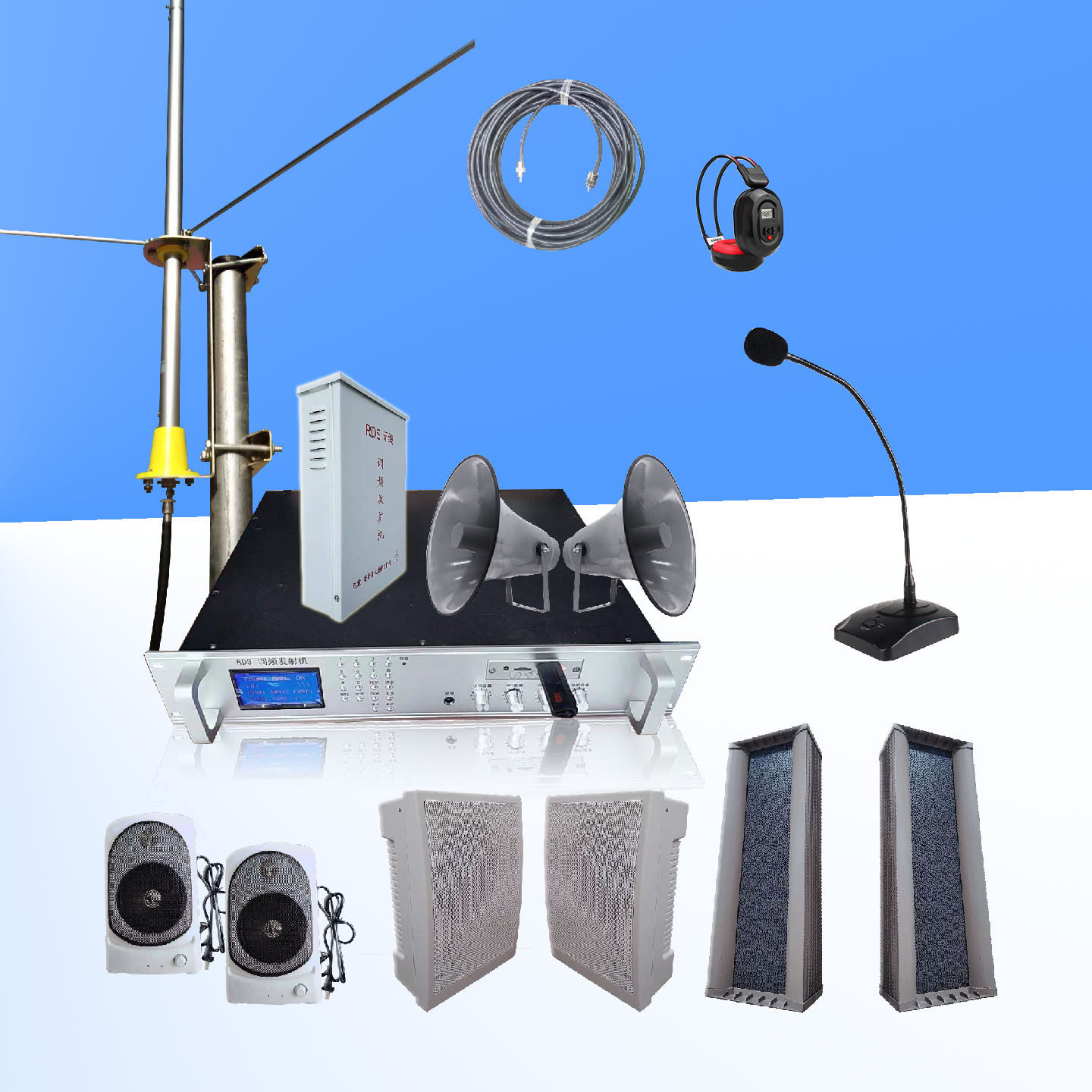 农村RDS无线调频3公里村村响消防应急分区智能抗干扰室内外音响