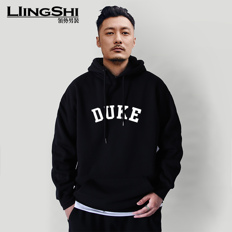 美式潮牌字母连帽卫衣男秋冬新款
