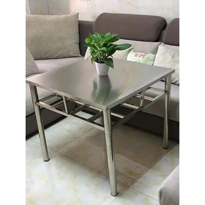 304不锈钢餐桌小吃饭桌子折叠家用正方形烤火桌架四方写字八仙桌