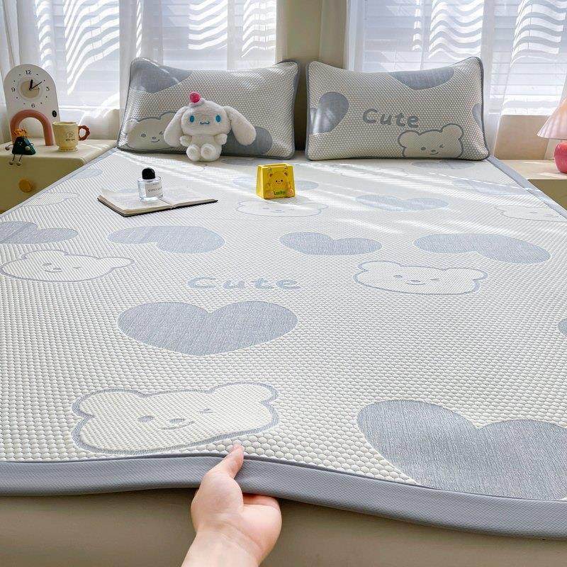 2025年新款夏季提花冰豆豆凉感冰丝软凉席床笠三件套学生宿舍单人,床上用品,冰丝席,淘宝优惠券,粉丝福利购,淘宝优惠卷