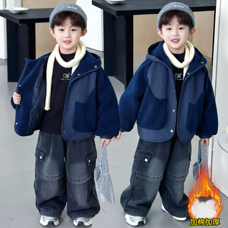 男童棉服冬装儿童夹棉外套2025新款酷帅潮流男宝冬季加厚夹克衫潮,男装,棉衣,淘宝优惠券,粉丝福利购,淘宝优惠卷