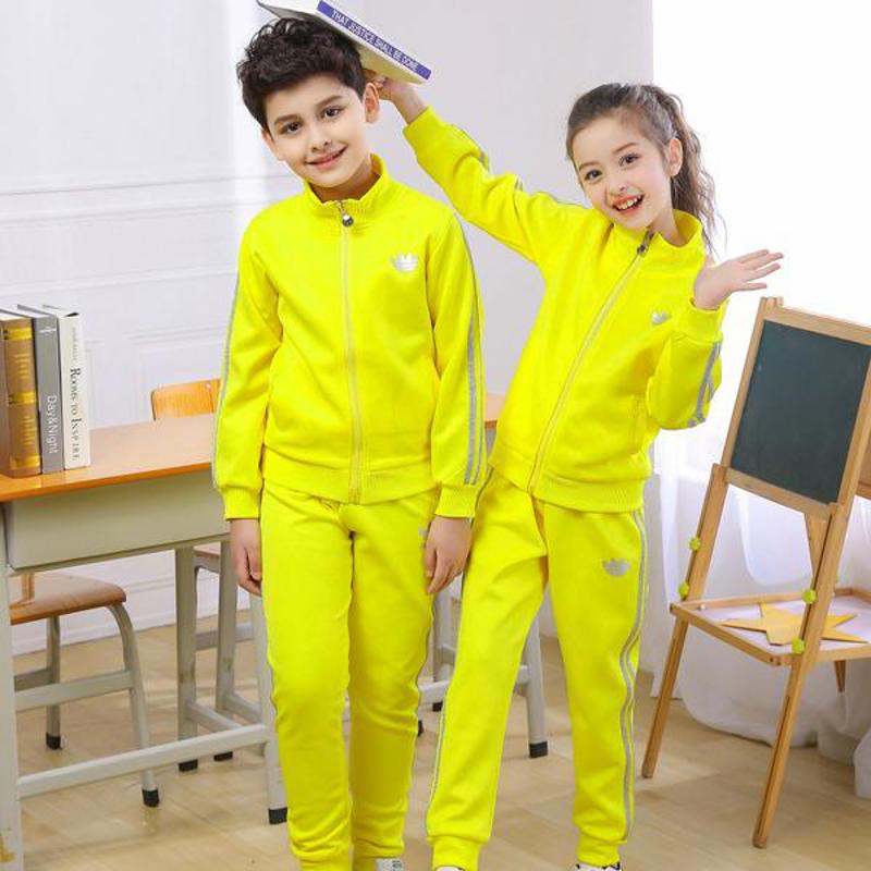 童装幼儿园园服春秋小学生校服运动套装儿童运动服黄色休闲两件套