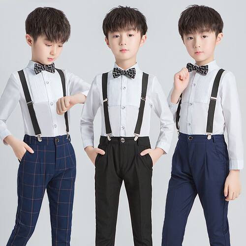 男童西装马甲三件套儿童礼服长袖套装2024新款春夏套装表演服主持