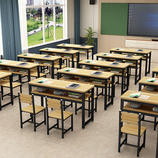 培训班课桌椅培i训桌中小学生辅导班补习班儿童圆角幼儿园学生桌