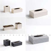 空合编织纹木纹皮革纸巾盒样板间客厅售楼部洽谈区抽纸盒软装 摆件