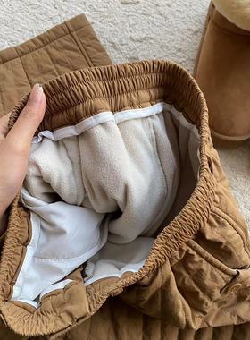 小文姐 W0849-‘舒适区’褶皱肌理垂坠宽松显瘦加绒加厚直筒棉裤