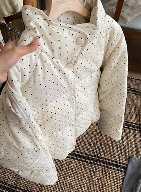 小文姐W0834-冬季宽松休闲百搭加厚保暖波点棉服外套上衣