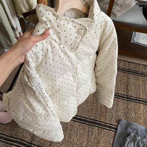 小文姐W0834-冬季宽松休闲百搭加厚保暖波点棉服外套上衣