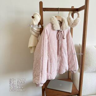 小文姐 W2447-“长公主”雪花刺绣超保暖棉服宽松休闲上衣女外套