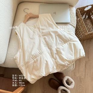 小文姐 原创气球通勤百搭休闲奶白色马甲外穿背心上衣女. W2291