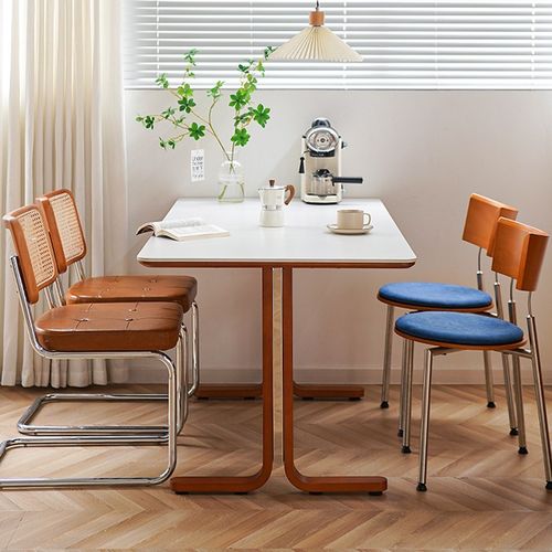 实木岩板餐桌家用小户型简约长方形餐厅饭桌子客厅餐桌椅