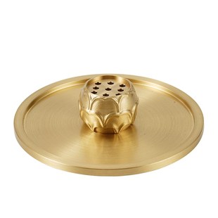 莲花香插香座家用精致高级感九孔线香底座香盘香托不落灰黄铜香炉