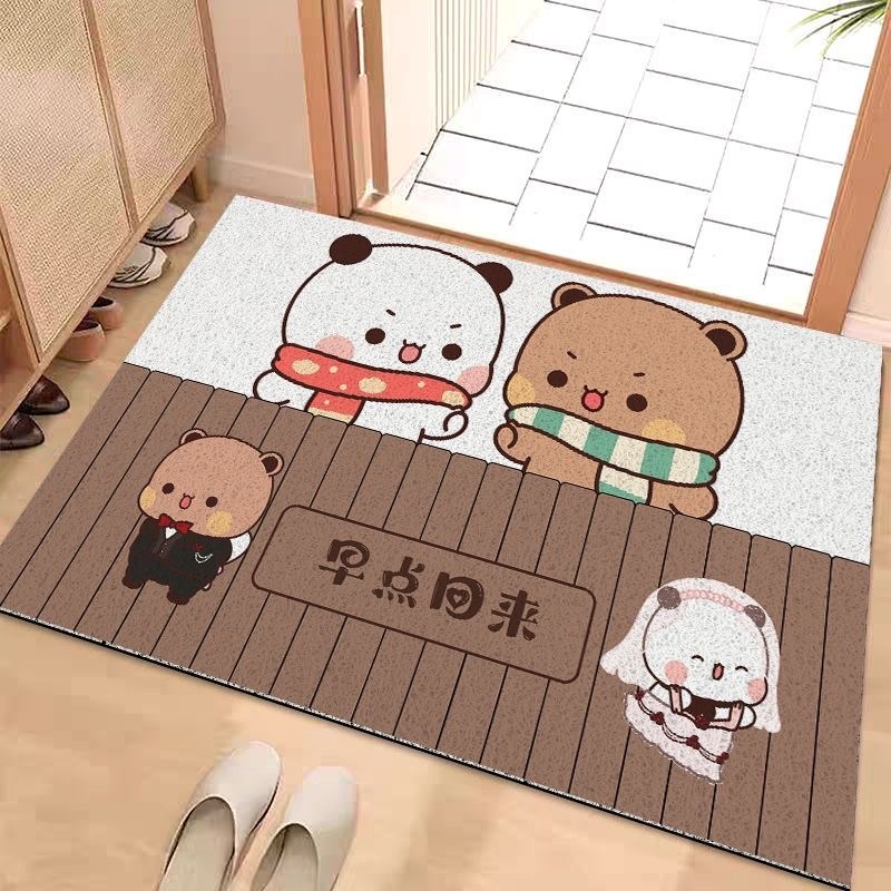 一二布布卡通入户丝圈地垫可裁剪大面积防滑脚垫可定制去灰除尘垫