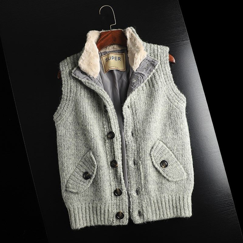 意式高奢!羊毛+马海毛混纺!花纱色织!秋冬男立领针织马甲背心,男装,背心,淘宝优惠券,粉丝福利购,淘宝优惠卷