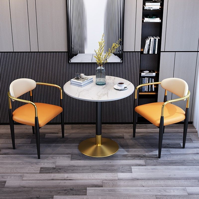 轻奢岩板洽谈桌椅组合休息区售楼处会客接待休闲北欧简约一桌二椅