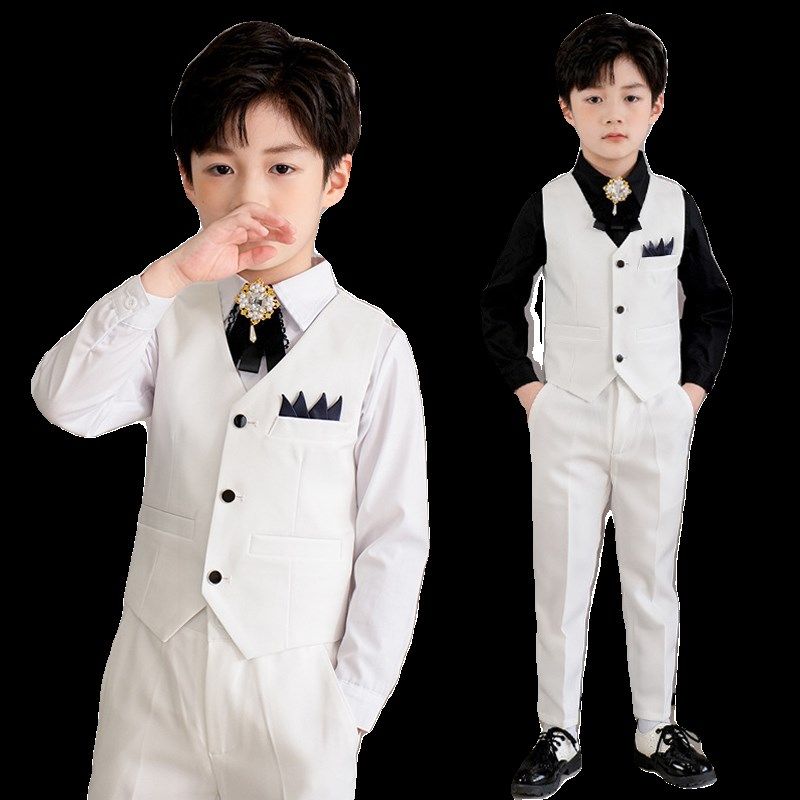 男童西装马甲套装英伦风春秋儿童小主持人礼服男孩走秀钢琴演出服