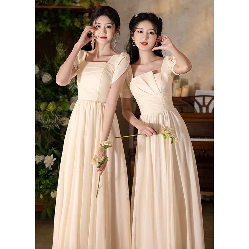 伴娘服2025新款香槟色雪纺婚礼姐妹团礼服裙女高级感小众仙气绝美