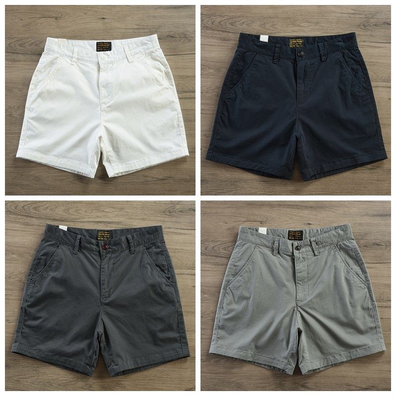2024新款夏季男士美式全棉透气西装休闲高级感外穿4分裤白色短裤