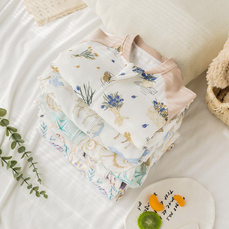 竹棉婴儿睡袋秋冬季大童儿童防踢被宝宝长袖分腿卡通连体衣