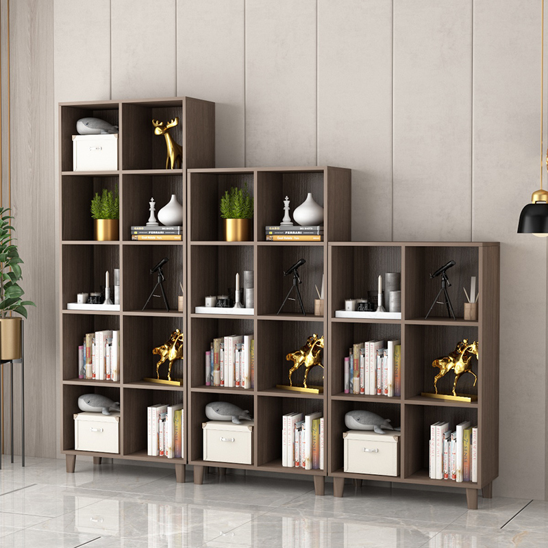 实木儿童书柜客厅书架置物架日式落地矮书架电视柜组合收纳格子柜
