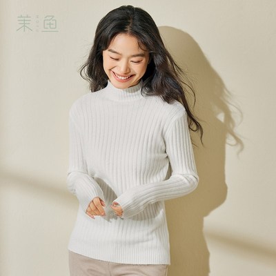 半高领修身加厚复古针织打底衫羊毛2025秋冬季新款保暖上衣女白色