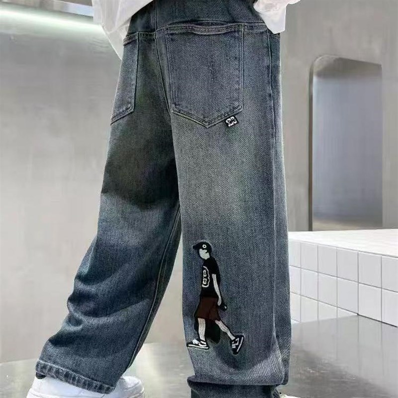 男童裤子2024新款童装中大童秋冬季宽松休闲裤男孩儿童秋装牛仔裤