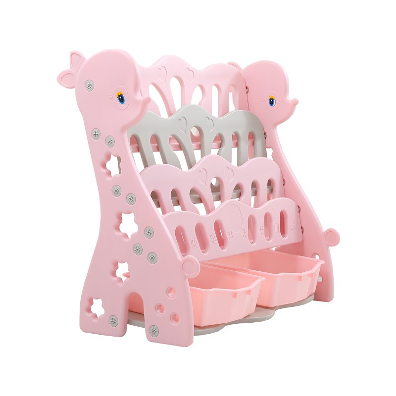 幼儿园小鹿卡通简易小书柜塑料落地图书绘本收纳架儿童书架宝宝