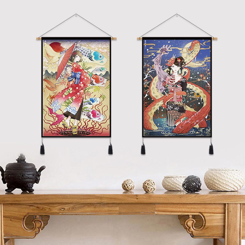 挂毯装饰画挂画电表箱家用装饰布艺挂布日式仕女挂毯成品装饰画图片