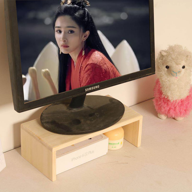 实木桌面支架电脑显示器增高架子托架支撑加高垫高电视底座收纳架