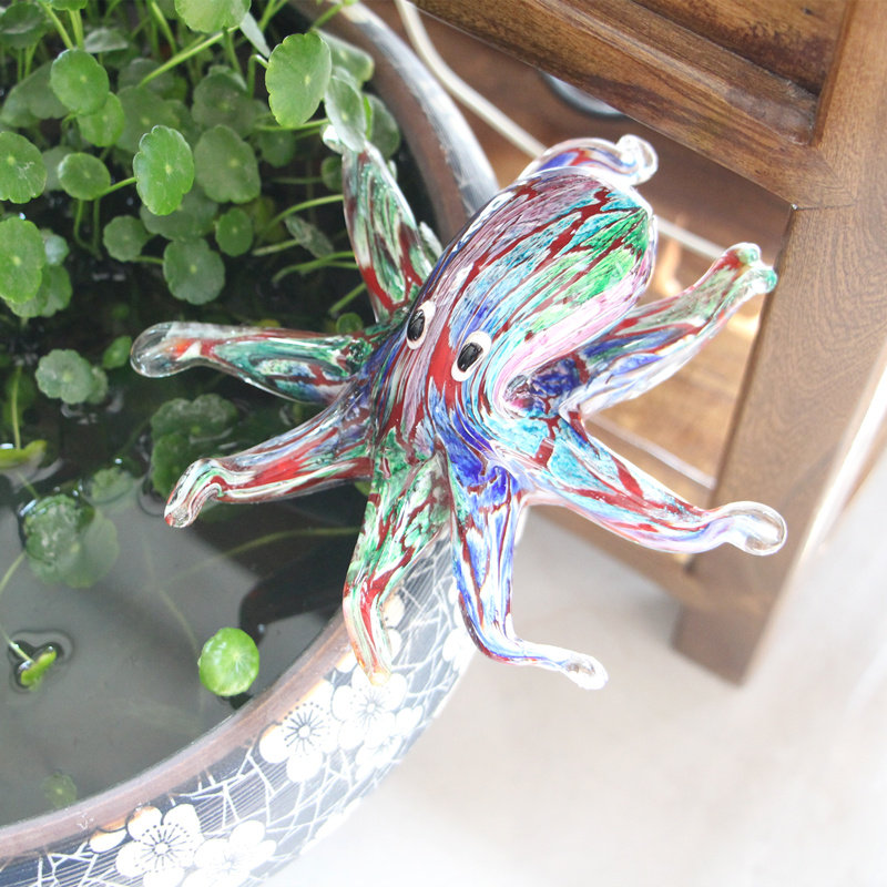 创意小摆件玻璃手工琉璃八爪鱼海洋大章鱼装饰品鱼缸造景生日礼物